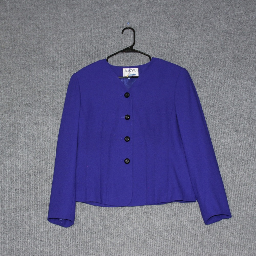 Vintage Kasper for ASL Blazer Jacket Womens 10 Blue Career Work Office